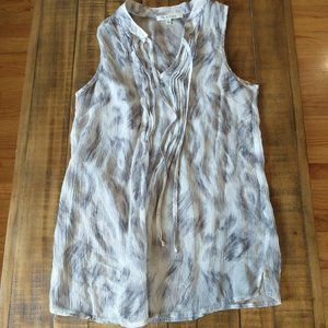 Black Rainn Sheer Pintucked Tank Top, Medium